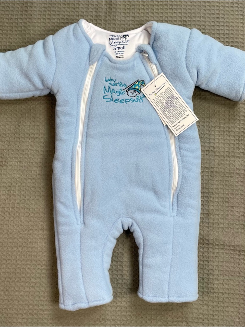 New Baby Merlin’s Magic Sleepsuit Small 3-6 Month 12-18 Lbs Blue Swaddle Suit